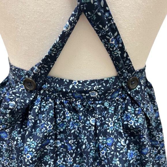 Free People Petunia Smocked Mini Jumper Dress Floral Open Back Blue Summer Sz XS - Picture 13 of 16